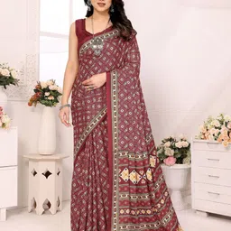 ROOP SUNDARI SAREES Bandhani Printed Pure Crepe Saree-17