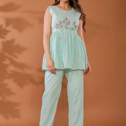 Ragavi Embroidered Pure Cotton Top With Trouser Co-Ords-picture-12
