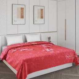 Monte Carlo Red & Pink Floral Heavy Winter Double Bed Blanket-53