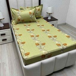 Pure Decor Green Floral Printed Pure Cotton 210 TC Single Bedsheet Set-1.73 m x 2.36 m-image-51