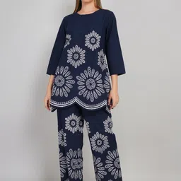 Dora Dori Floral Printed Tunic & Trousers Co-Ord Set-image-26