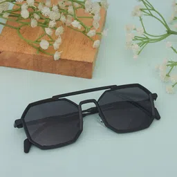SPADEACES Unisex Octagon Sunglasses with UV Protected Lens FULL BLACK HEXAGUN-280-picture-40