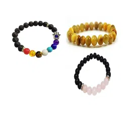 Divine souvenirs Unisex Set Of 3 Artificial Beaded Elasticated Bracelet-56