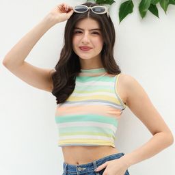 DressBerry Women Candy Stripes Sleeveless Crop Top-image-76