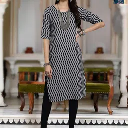 Moda Rapido Selection Of 2 Chevron Printed Round Neck Straight Kurta-image-48