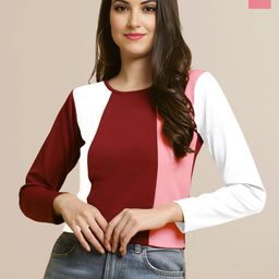 Mast & Harbour Women Pack Of 2 Colorblocked Puff Sleeves Peplum Top-image-84