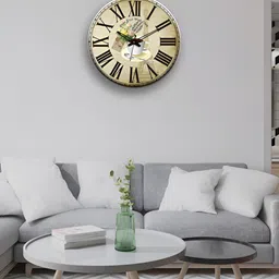OLIVE TREE Beige & Brown Printed Analogue Contemporary Wooden Wall Clock-image-20