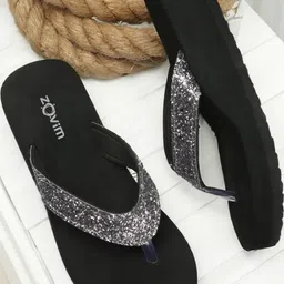 ZOVIM Women Textured Open Toe Flats with Embroidered-58