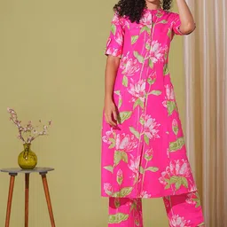 Anni Designer Floral Printed Mandarin Collar Kurta With Palazzos-image-84