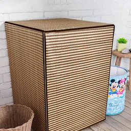 Kuber Industries Brown & White Mini Check Print Washing Machine Cover-53