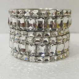 SAVORADE Set Of 6 Silver Glass Bangle-picture-44