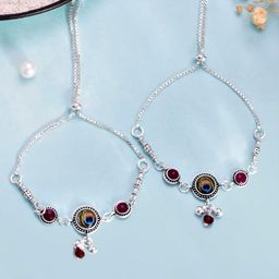 Sangria Silver-Plated Artificial Stones Anklet-picture-40