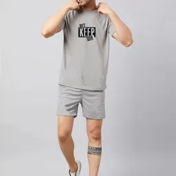 ELLITI Printed Round Neck Pure Cotton T-Shirt With Shorts-picture-26
