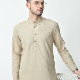 OTIRA Striped Band Collar Straight Kurta-image-0