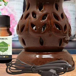 PEEPALCOMM 2-Pcs Brown Ceramic Electric Diffuser & AromaOil10ml-10