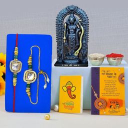 CraftVatika 5-Pcs Rakhi With Showpiece &Tilak With GreetingCard-image-0
