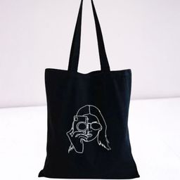the sack co Black Cotton Tote Bag-image-103