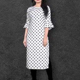 KANUDA Women White Crepe A-Line Kurtas-picture-19