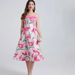 JC Collection Women Floral Printed A-Line Knee Length Dress-image-84