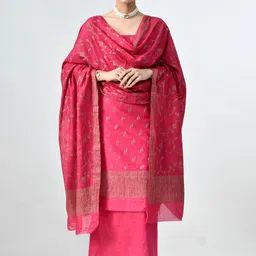 THE WEAVERS SHOP BY RAAVI Pure Silk Unstitched Dress Material-image-78