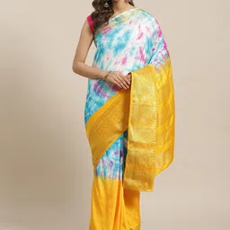 DIVASTRI Tie and Dye Zari Mysore Silk Saree-image-9