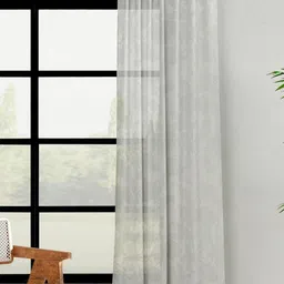 Fabindia Grey & White Floral Sheer Door Curtain-image-54