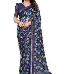 Moda Rapido Navy Blue Poly Georgette Embellished Sarees-picture-1