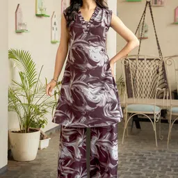 MOJILAA Abstract Printed V-Neck Tunic & Trousers Co-Ords-picture-21