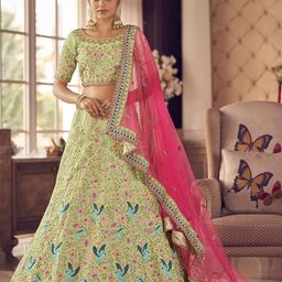 ODETTE Floral Embroidered Thread Work Semi-Stitched Lehenga & Blouse With Dupatta-picture-40