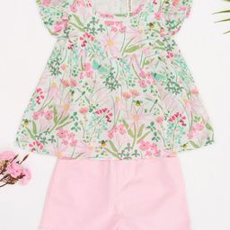Pantaloons Baby Girls Floral Printed Pure Cotton Top With Shorts-picture-15
