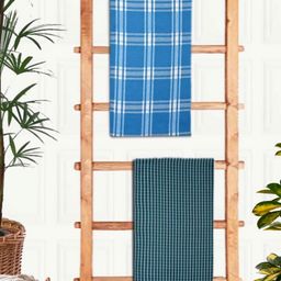 Aura Blue & White 2 Pieces Printed Cotton 210 GSM Bath Towel-image-80