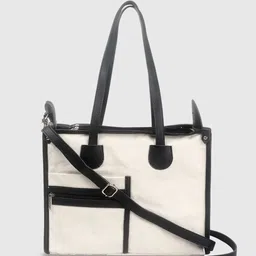yelloe Colourblocked Structured Shoulder Bag with Applique image 4