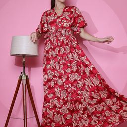 SHEETAL Associates Floral Print Crepe Fit & Flare Maxi Dress-image-95