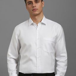 Luxure by Louis Philippe Men Classic FitGrid Tattersall Checked Cotton Formal Shirt-picture-7