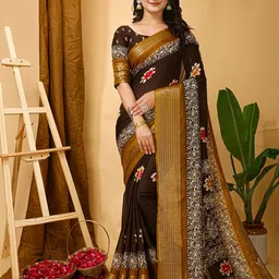 KAYOMMI Floral Zari Banarasi Saree-image-97