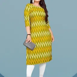 KANUDA Women Yellow Crepe A-Line Kurtas-picture-11