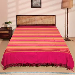 Fabindia Pink Woven Cotton Double King Bed Cover-image-71