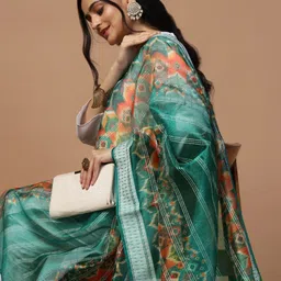 Kaizen TEXO FAB Ethnic Motifs Printed Organza Dupatta image 5
