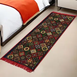 Myntra Elegant Homes Red & Green Printed Bed Side Runner-31