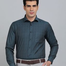 Greenfibre Men Slim Fit Spread Collar Micro Checked Cotton Formal Shirt-picture-10