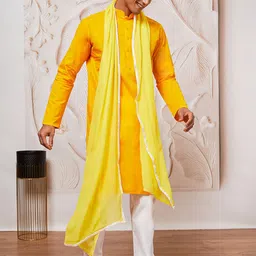 VASTRAMAY Men Regular Pure Cotton Kurta with Pyjamas & With Dupatta-picture-32