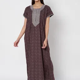 ETC Women Short Sleeves Maxi Nightdress-image-41