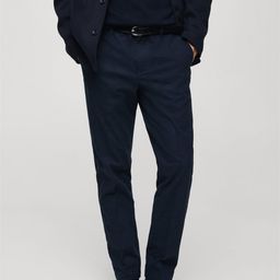 MANGO MAN Men Self Striped Regular Fit Flannel Trousers-image-63
