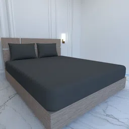 Pure Decor Grey & Grey King Bedsheet with 2 Pillow Covers-image-70