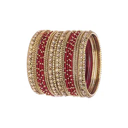 ZULKA Set Of 20 Zircon Gemstone Studded And Beaded Bangles image 3