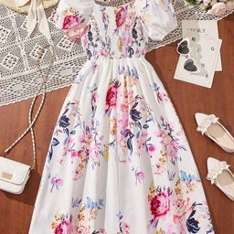 Kidotsav Floral Print Fit & Flare Maxi Dress-image-92