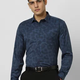 V Dot Men Slim Fit Spread Collar Abstract Printed Formal Shirt-picture-56