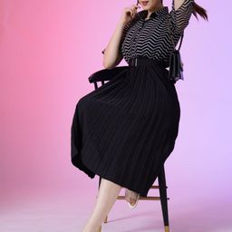 Femvy Women Chevron Printed Fit & Flare Dress-image-95