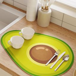 HOUSE OF QUIRK Brown & Green Printed Kitchen Dish Drying Mat-picture-36