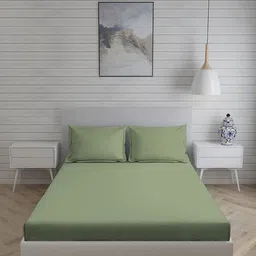 Living scapes by Pantaloons Green 220TC Cotton Single Bedsheet Set 1.82 m x 1.98 m-image-91